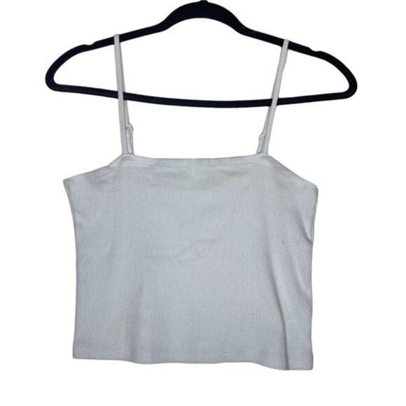 aerie Tops - Aerie Womens Size L Sleeveless Spaghetti Strap Ribbed Light Blue Crop Top